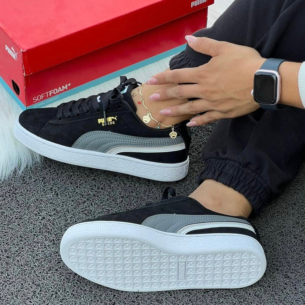 Puma Suede Negro Gris Paisa Sneakers