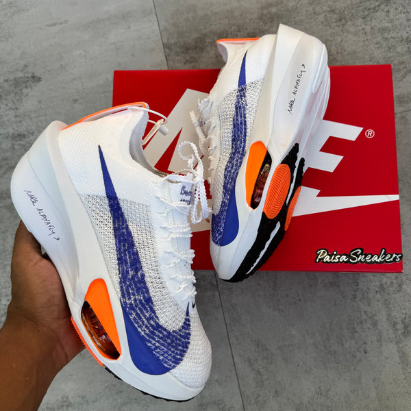 Zoom AlphaFly Blanco Azul Naranja